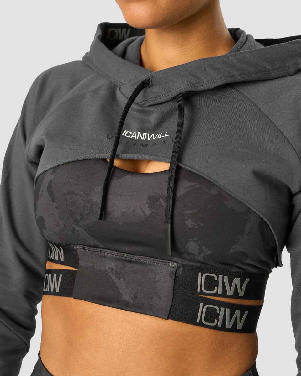 ICIW Ultimate Tränings Cropped Hoodie Storm Mörkgrå | 318925FGW