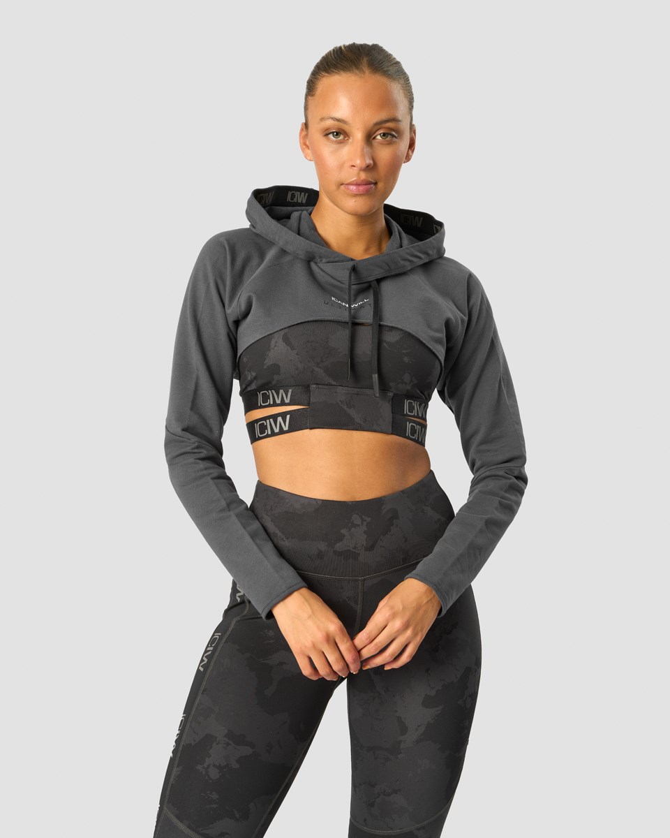 ICIW Ultimate Tränings Cropped Hoodie Storm Mörkgrå | 318925FGW