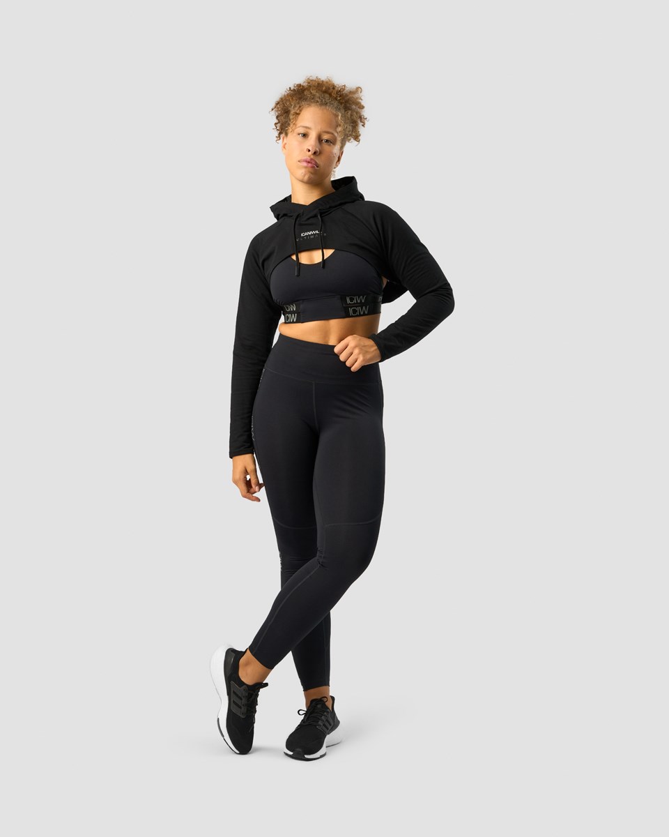 ICIW Ultimate Tränings Cropped Hoodie Svarta | 859743JVX