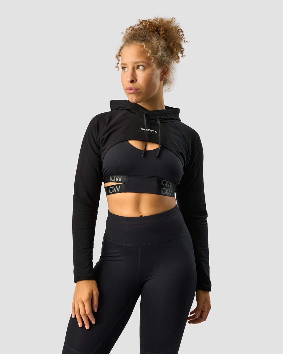 ICIW Ultimate Tränings Cropped Hoodie Svarta | 859743JVX