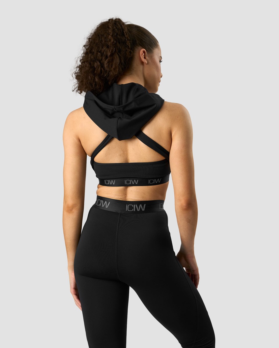 ICIW Ultimate Tränings Hoodie Sports Bra Svarta | 853074WZT