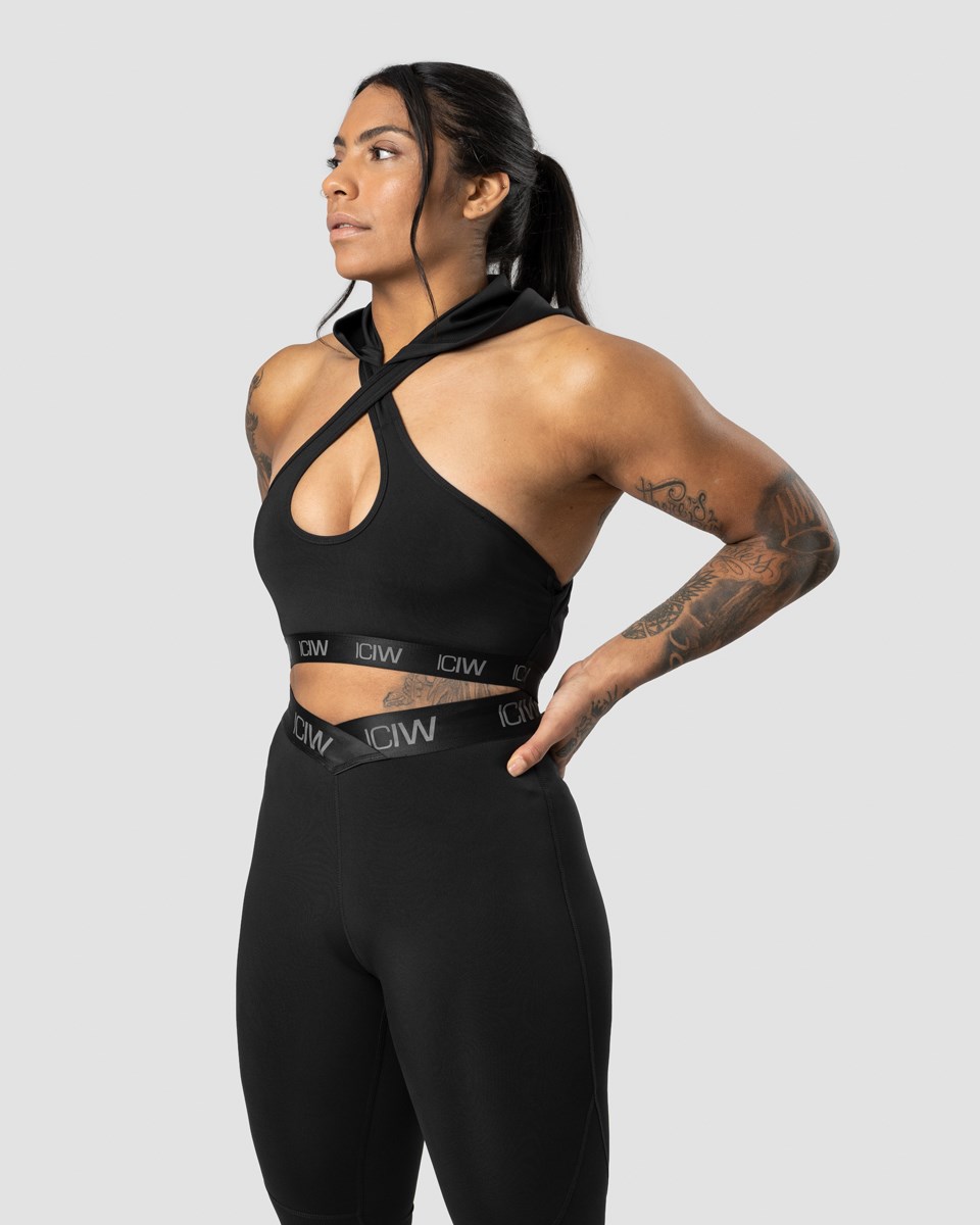 ICIW Ultimate Tränings Hoodie Sports Bra Svarta | 853074WZT