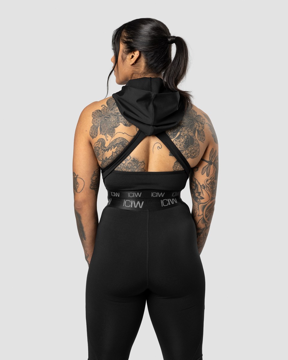 ICIW Ultimate Tränings Hoodie Sports Bra Svarta | 853074WZT