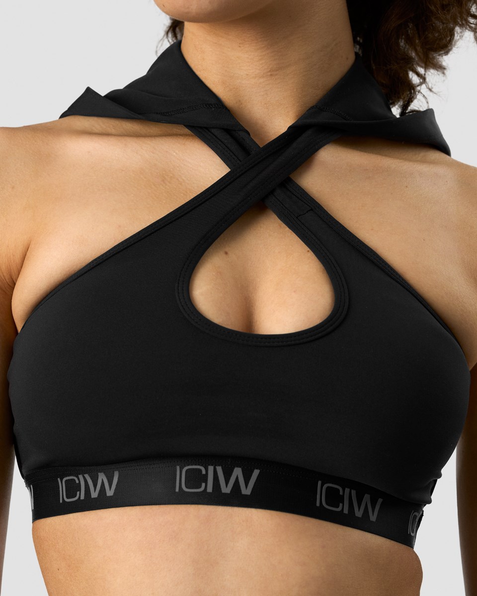 ICIW Ultimate Tränings Hoodie Sports Bra Svarta | 853074WZT