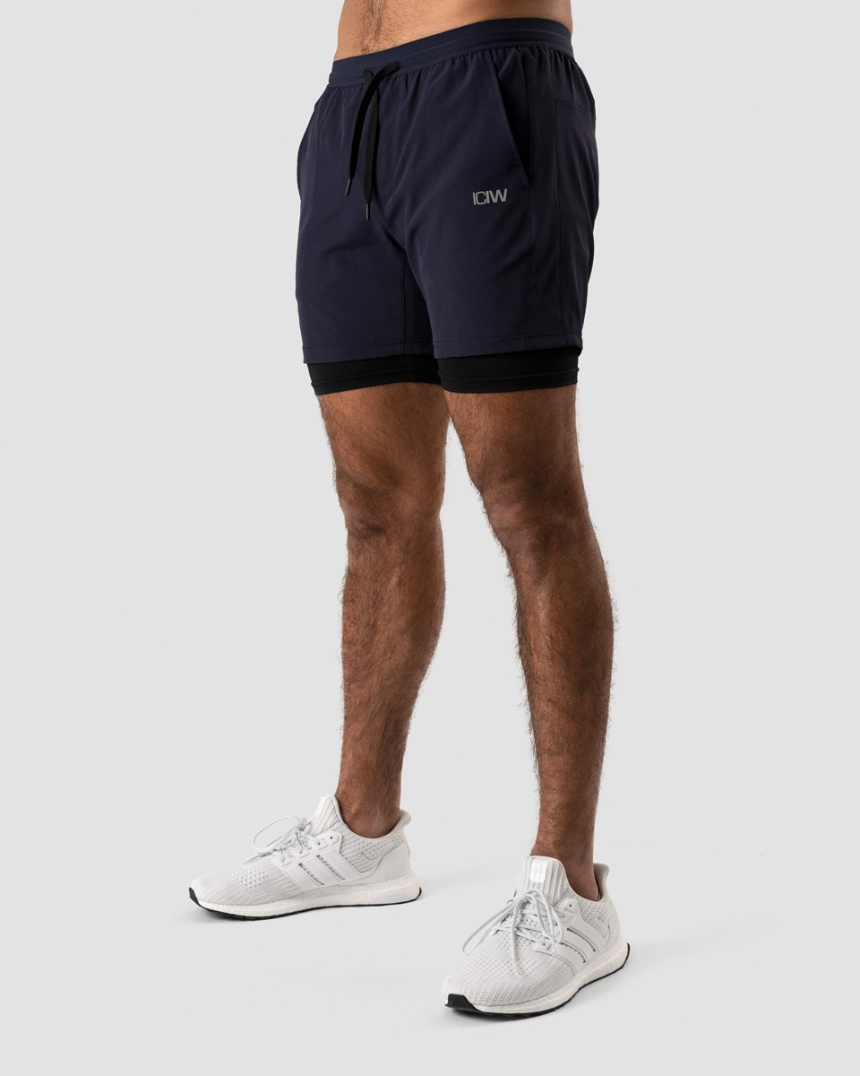 ICIW Workout 2-in-1 Shorts Mörkblå | 740538GZT