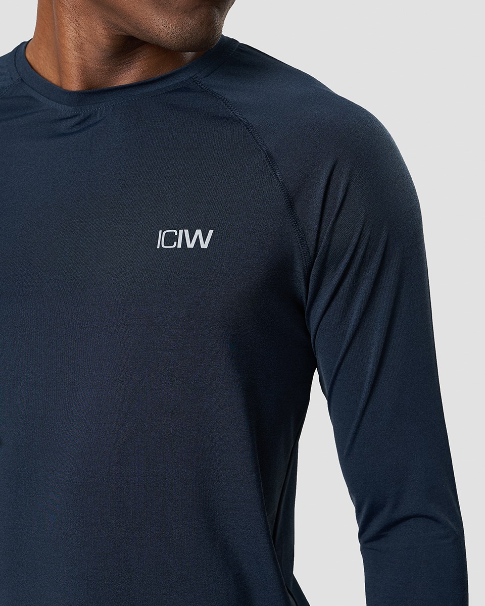 ICIW Workout Melange Long Sleeve Mörkblå | 506984CWA