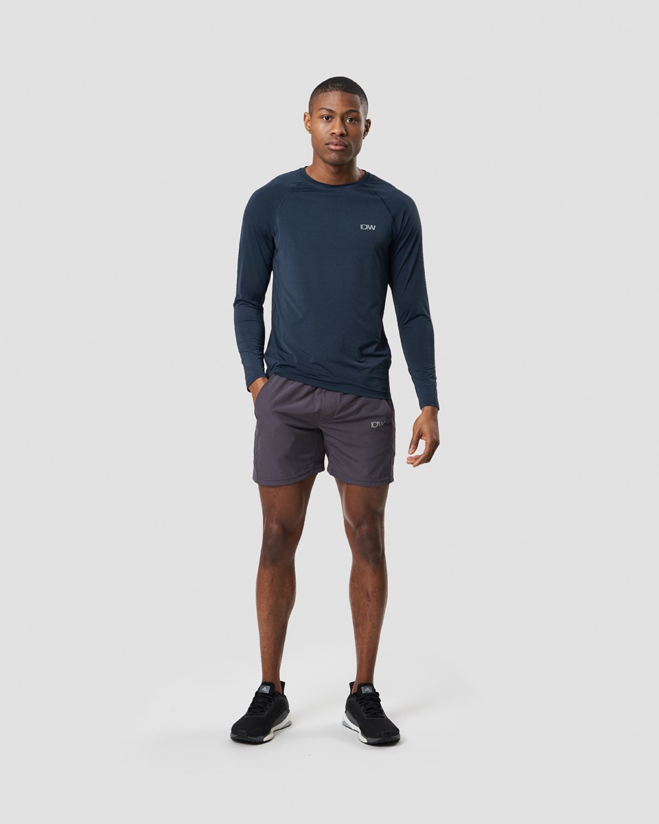 ICIW Workout Melange Long Sleeve Mörkblå | 506984CWA