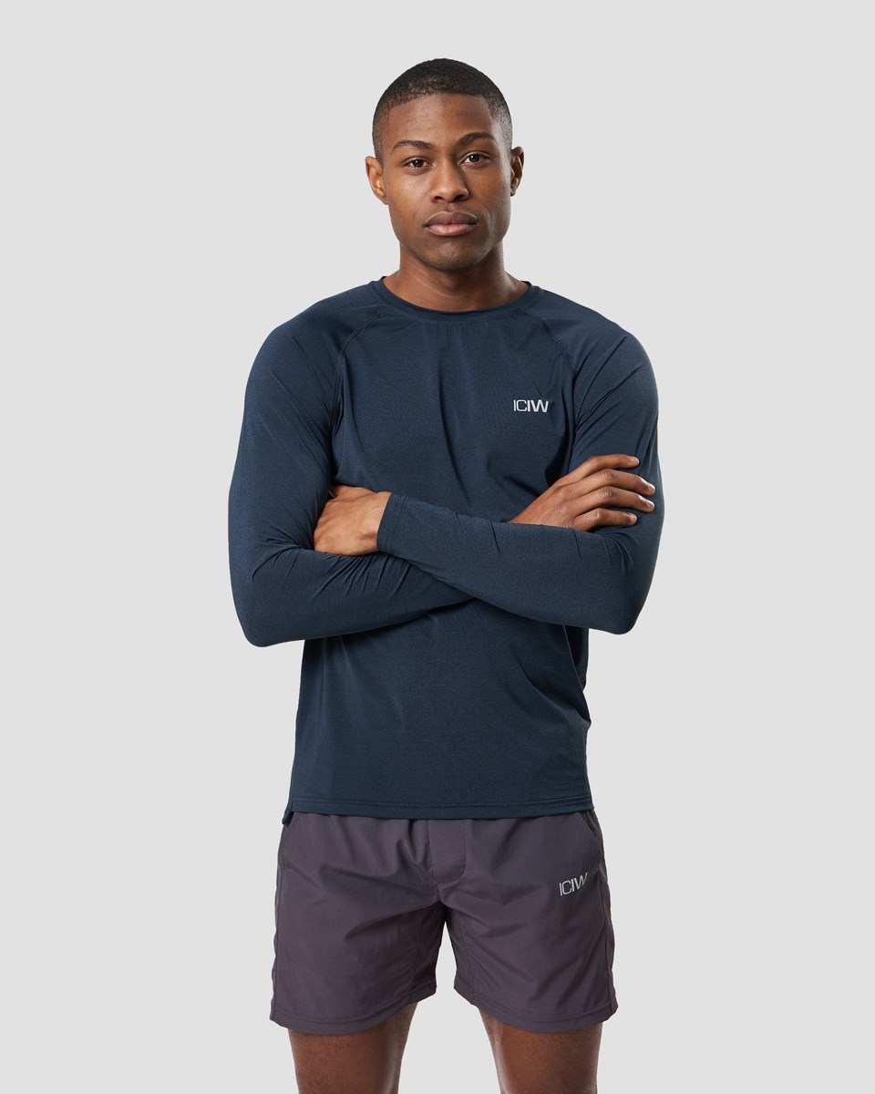 ICIW Workout Melange Long Sleeve Mörkblå | 506984CWA